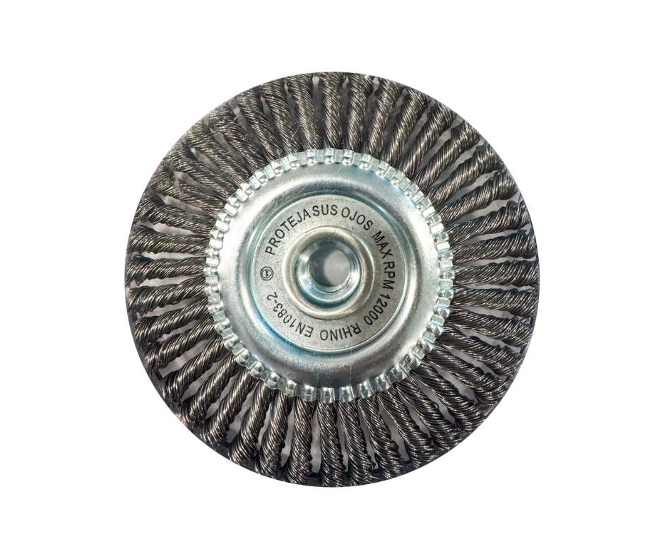 Cepillo Circular de Acero Trenzado 4.1/2" sin Tuerca RHINO