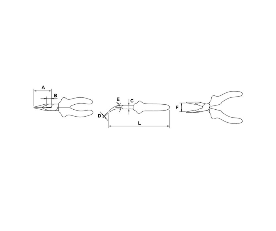Alicate punta curva 160mm TITACROM® AISLADO 1000 V (Mango por INMERSIÓN) "EGA MASTER"