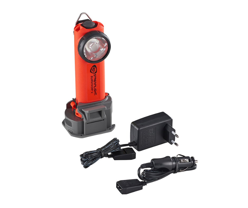 Linterna recargable anti-explosiva LED mod . Survivor (NARANJA) Con cargador 230 V.