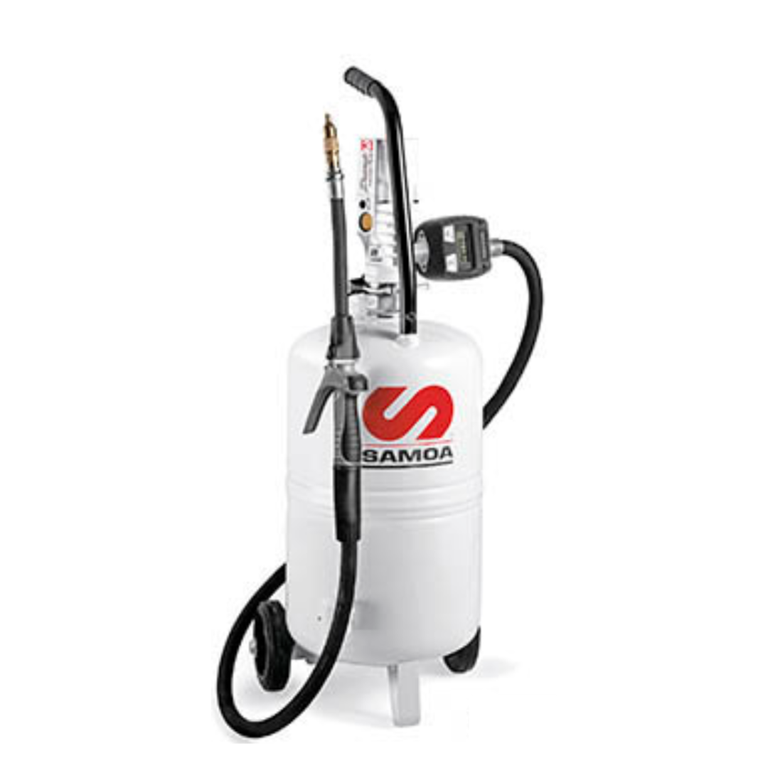 Dispensador de aceite neumatico cap. 25 Lts con contador y deposito autoportante "SAMOA"