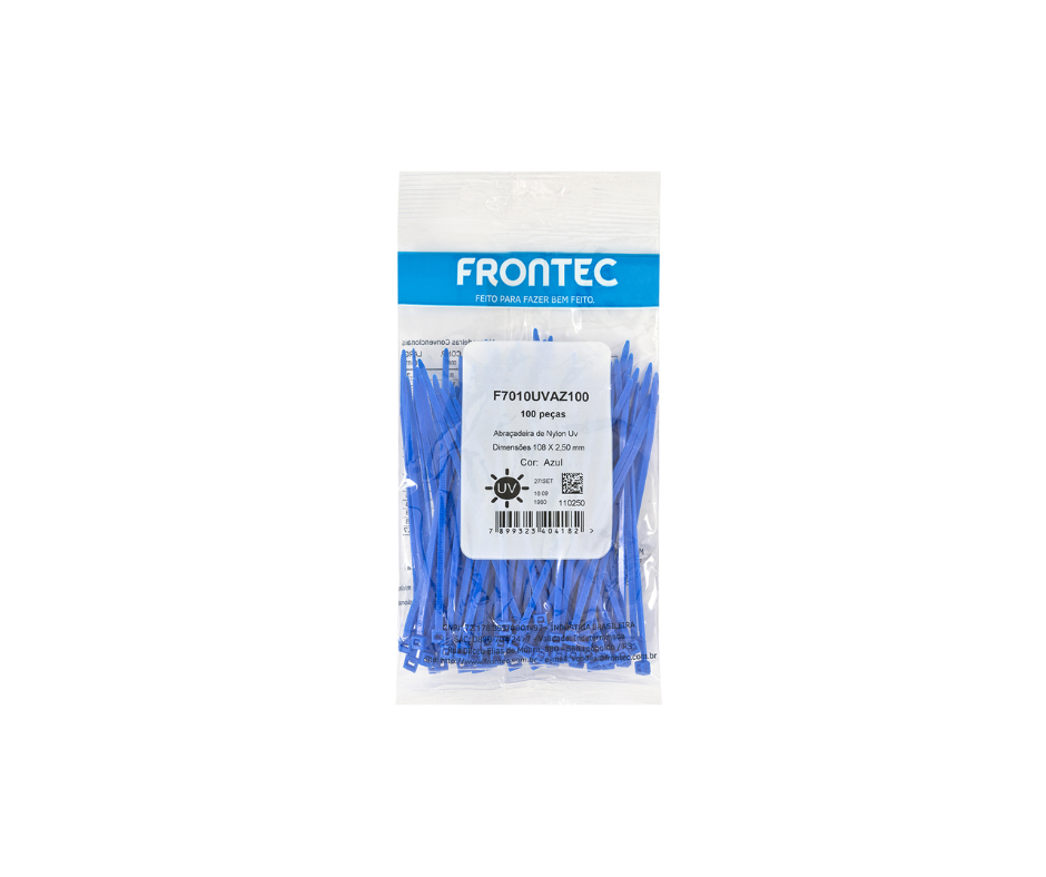 Precinto de Nylon Azul NY 100X2,5mm (100 Pzas) Bolsa - FRONTEC
