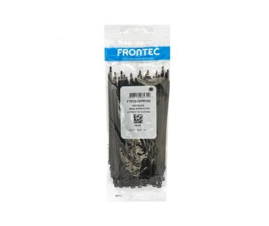 Precinto de Nylon Negra UV 151x3,7 mm (100 Pzas) Bolsa - FRONTEC