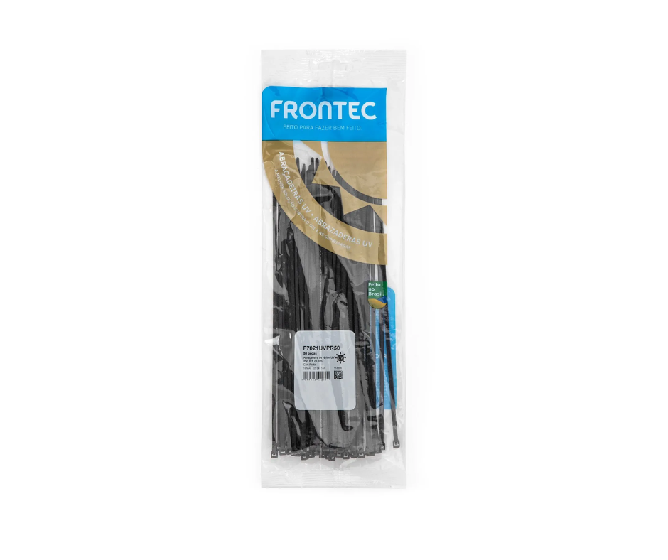 Precinto de Nylon Negra UV 250x3,7 mm (100 Pzas) Bolsa - FRONTEC