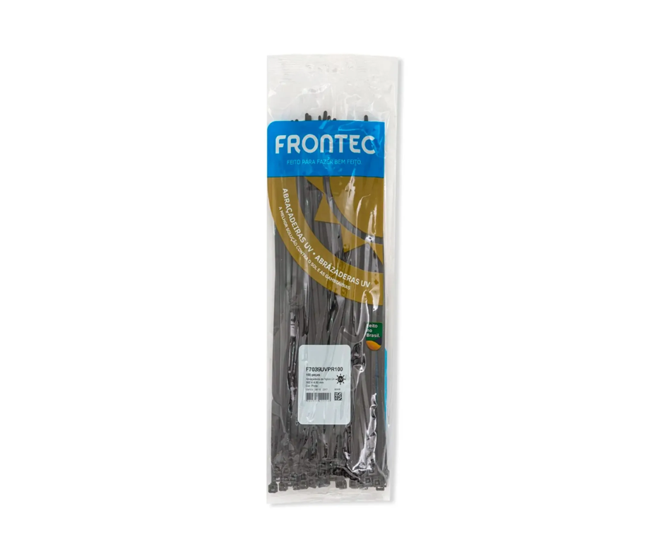 Precinto de Nylon Negro UV 400x4,8 mm (100 Pzas) Bolsa - FRONTEC