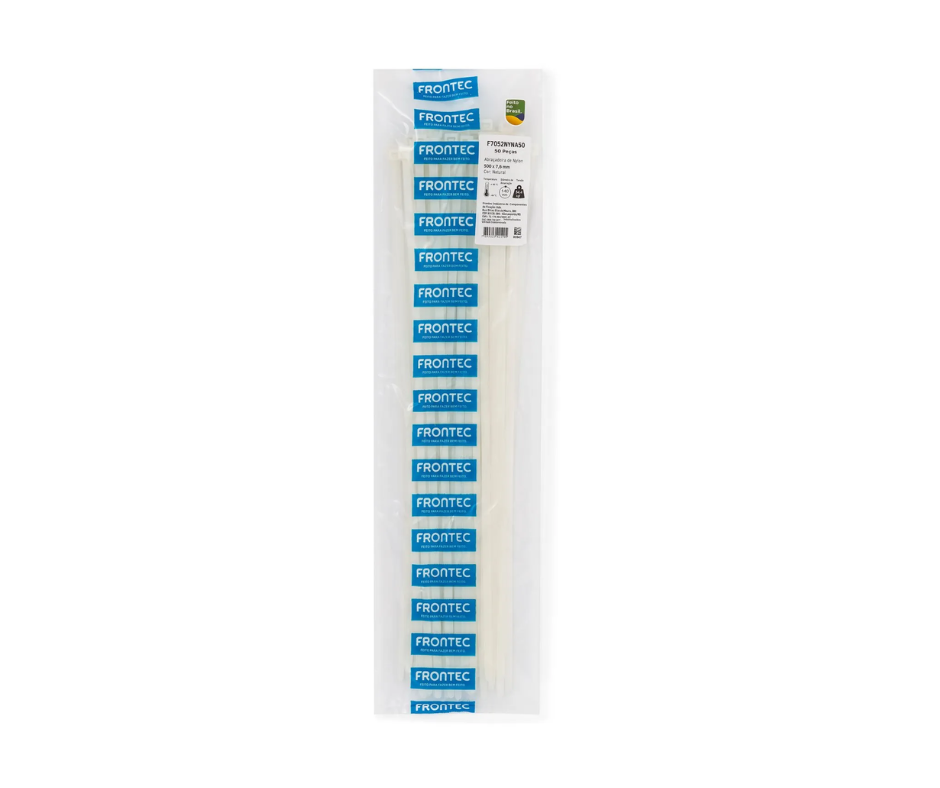 Precinto Transparente NY 500x7,6 mm (50 Pzas) Bolsa - FRONTEC