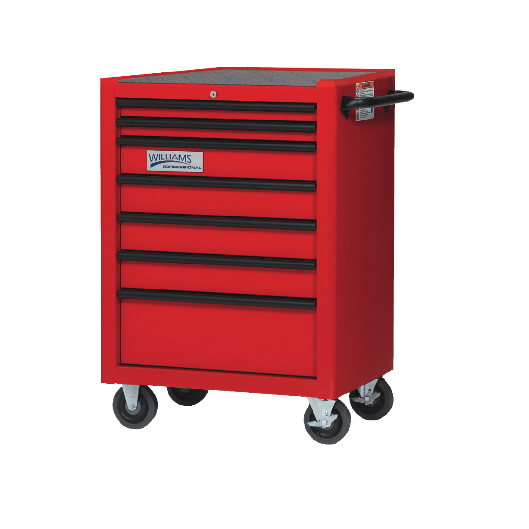 Gabinete con Rodillos de 26 pulgadas y 7 Cajones en Color Rojo de Williams