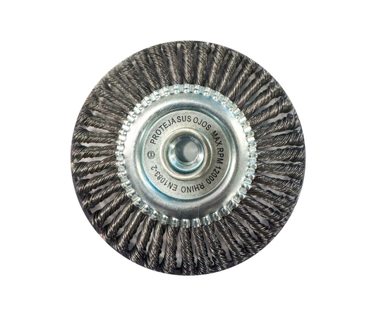 Cepillo Circular de Acero Trenzado 4.1/2" sin Tuerca RHINO