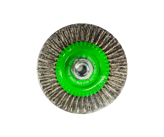 Cepillo Circular de Acero Inoxidable 4.1/2" con Tuerca M14 RHINO