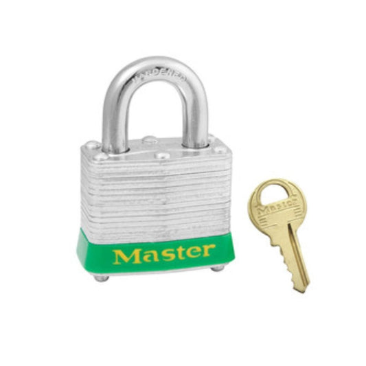 Candado de Acero Laminado 19mm Gancho Estándar para Impacto Verde MASTER LOCK (U.S.A)