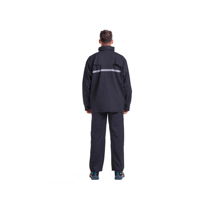 Impermeable de PU color Azul chaqueta con gorro y  pantalón