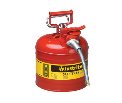 Bidón de Seguridad Acero 7.5 L - Rojo con Manguera de 5/8'' "JUSTRITE"