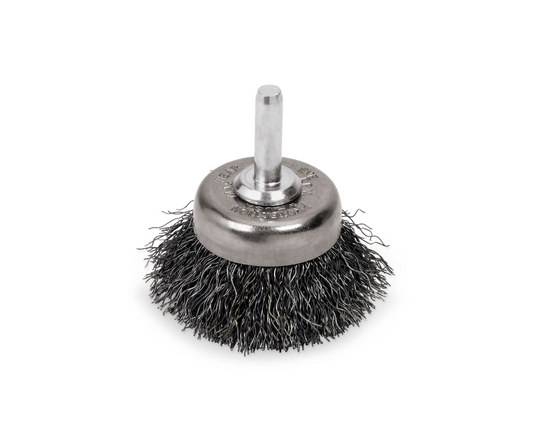 Cepillo de alambre de acero con vastago de 1/4'' tipo copa de 1.1/2''