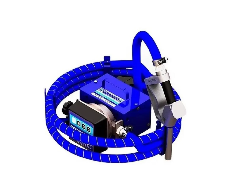 Bomba para diesel de 12 V. con manguera en espiral de 3 m en la salida y medidor "YAMAGUCHI"