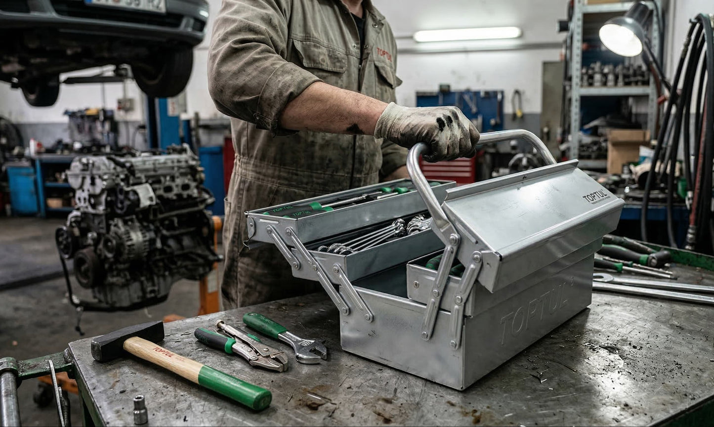 Caja de Herramientas Plegable TOPTUL - 65 Piezas (Voladizo)