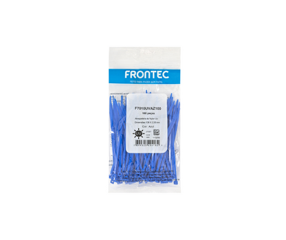 Precinto de Nylon Azul NY 100X2,5mm (100 Pzas) Bolsa - FRONTEC