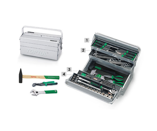 Caja de Herramientas Plegable TOPTUL - 65 Piezas (Voladizo)