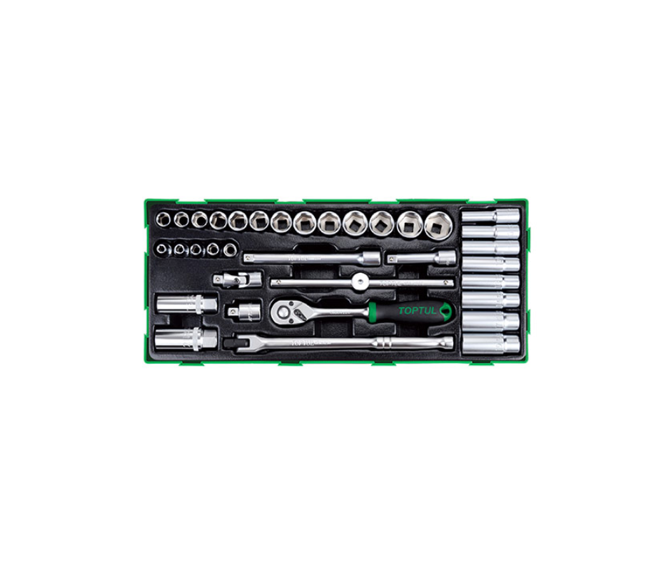 Juego de Dados y Tubos 3/8" en Bandeja Modular TOPTUL
