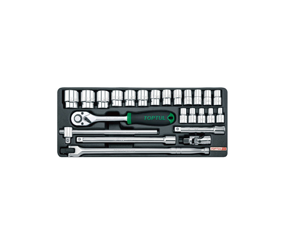 Juego de Dados y Tubos 1/2" en Bandeja Modular TOPTUL