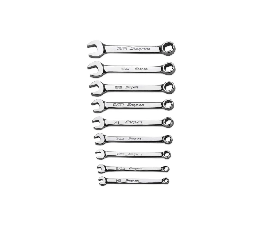 Llaves de combinación de 1/8'' - 3/8'' con fland drive de (9 Pzas.) ''SNAP-ON'' (U.S.A)