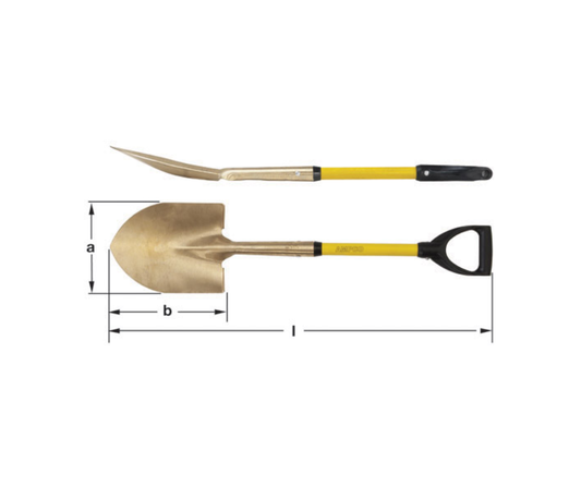 Pala punta redonda de bronce antichispa con mango de fibra de vidrio''AMPCO'' (U.S.A)